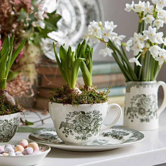 Breakfast Cup & Saucer, Burleighware Green Pheasants