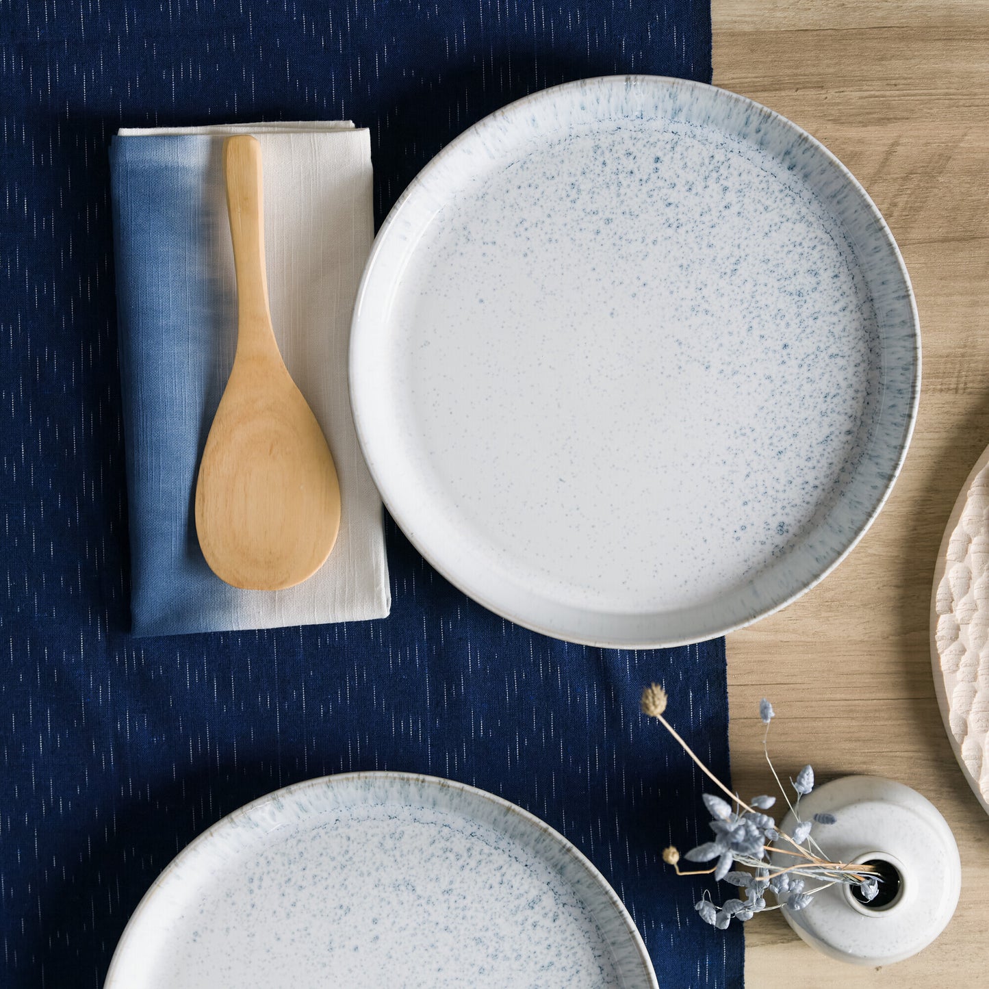 Plate Large Set, Kiln Blue