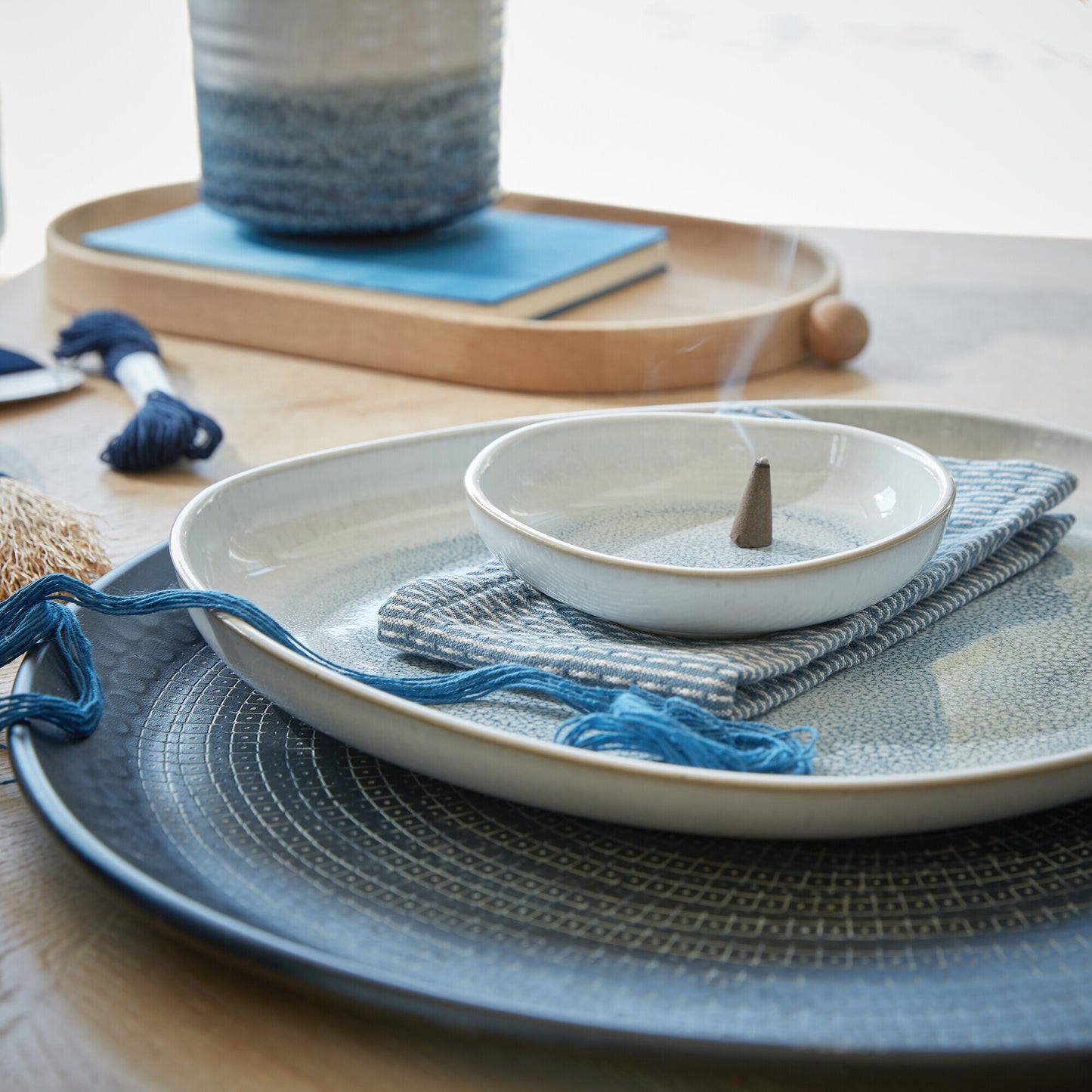 Platter Organic Large, Kiln Blue