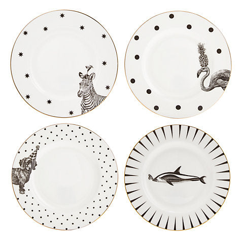 Cake plate Set, Black & White