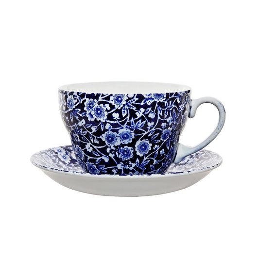 Breakfast Cup & Saucer, Burleigh Blue Calico
