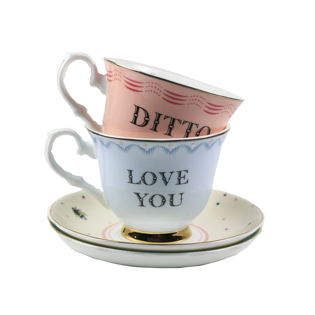 Tea Cup & Saucer Set 2, Love You & Ditto