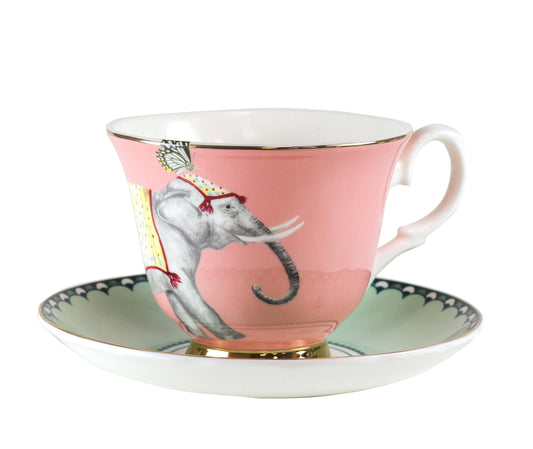 Tea Cup & Saucer, Elephant Carnival