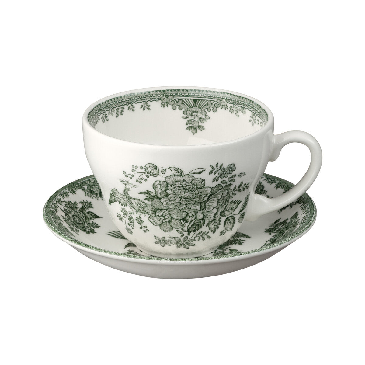 Breakfast Cup & Saucer, Burleighware Green Pheasants