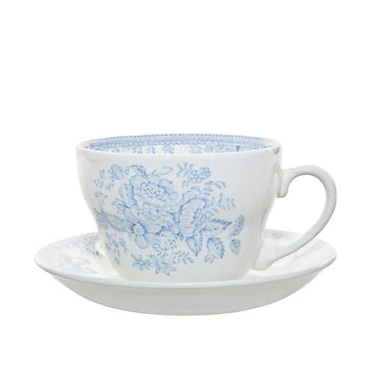 Breakfast Cup & Saucer, Burleigh Asiatic Pheasants Blue