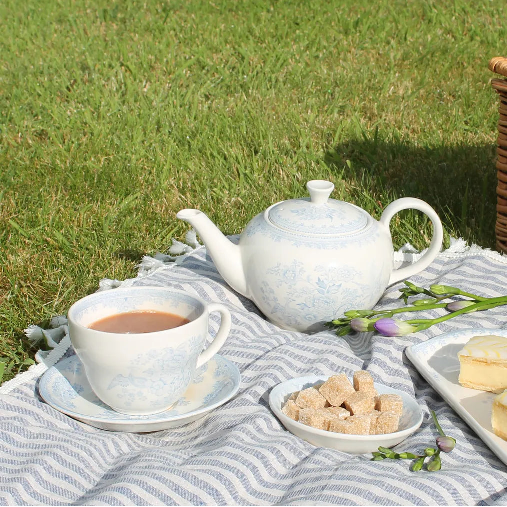 Breakfast Cup & Saucer, Burleigh Asiatic Pheasants Blue
