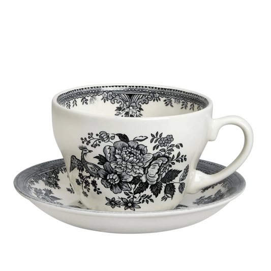 Breakfast Cup & Saucer, Burleigh Black Pheasants