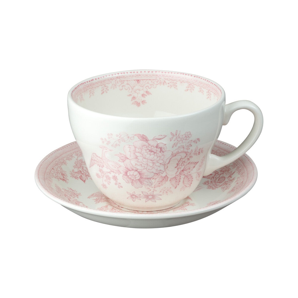 Breakfast Cup & Saucer, Burleighware Pink Pheasants