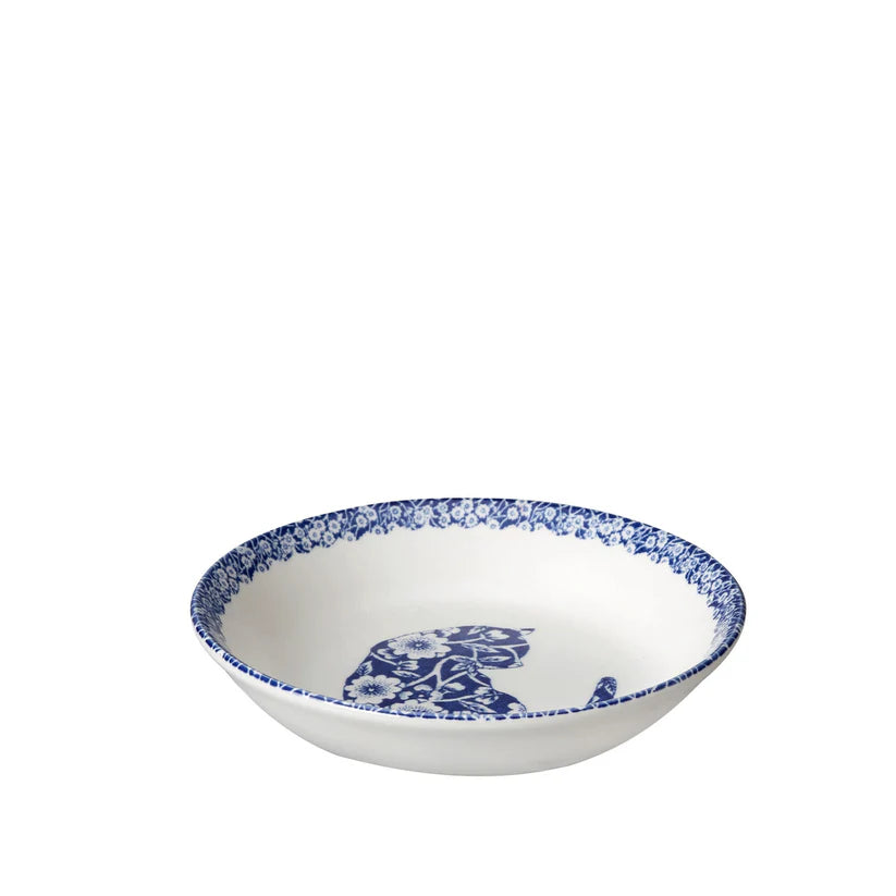 Cat Butter Pat Dish, Burleighware Blue Calico