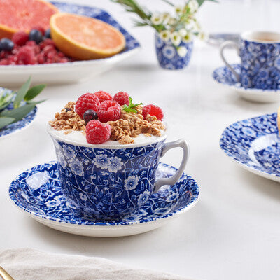 Tea Cup & Saucer, Blue Calico