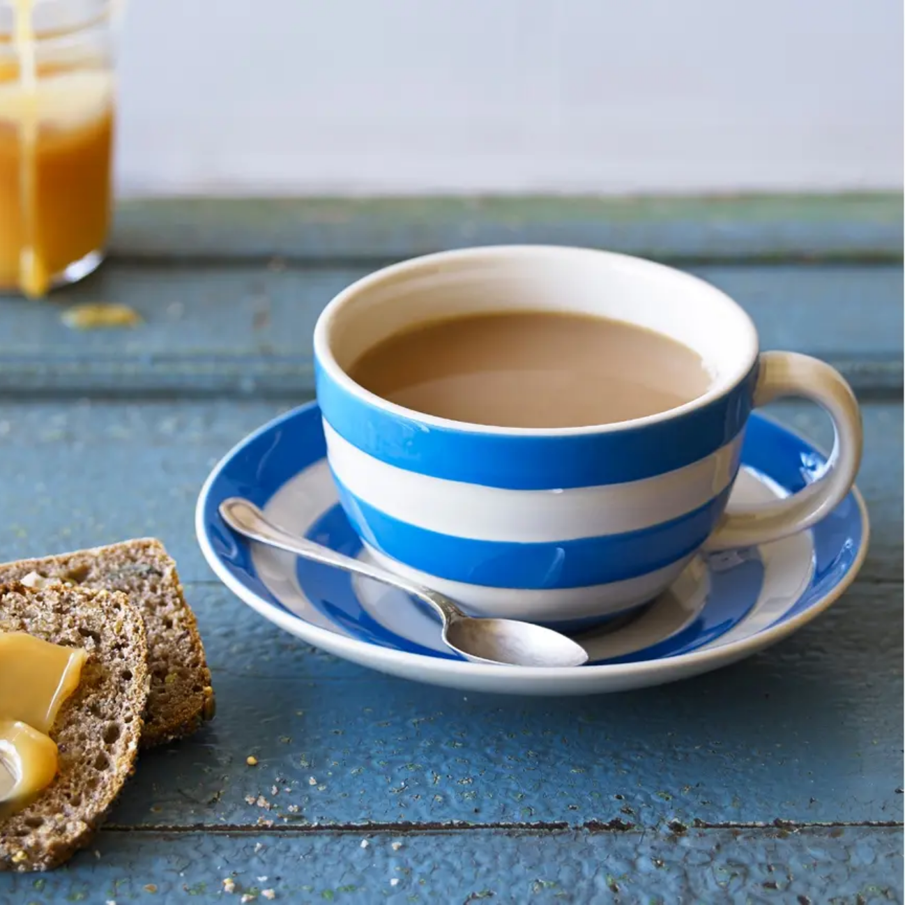 Cup & Saucer Set, Cornish Blue