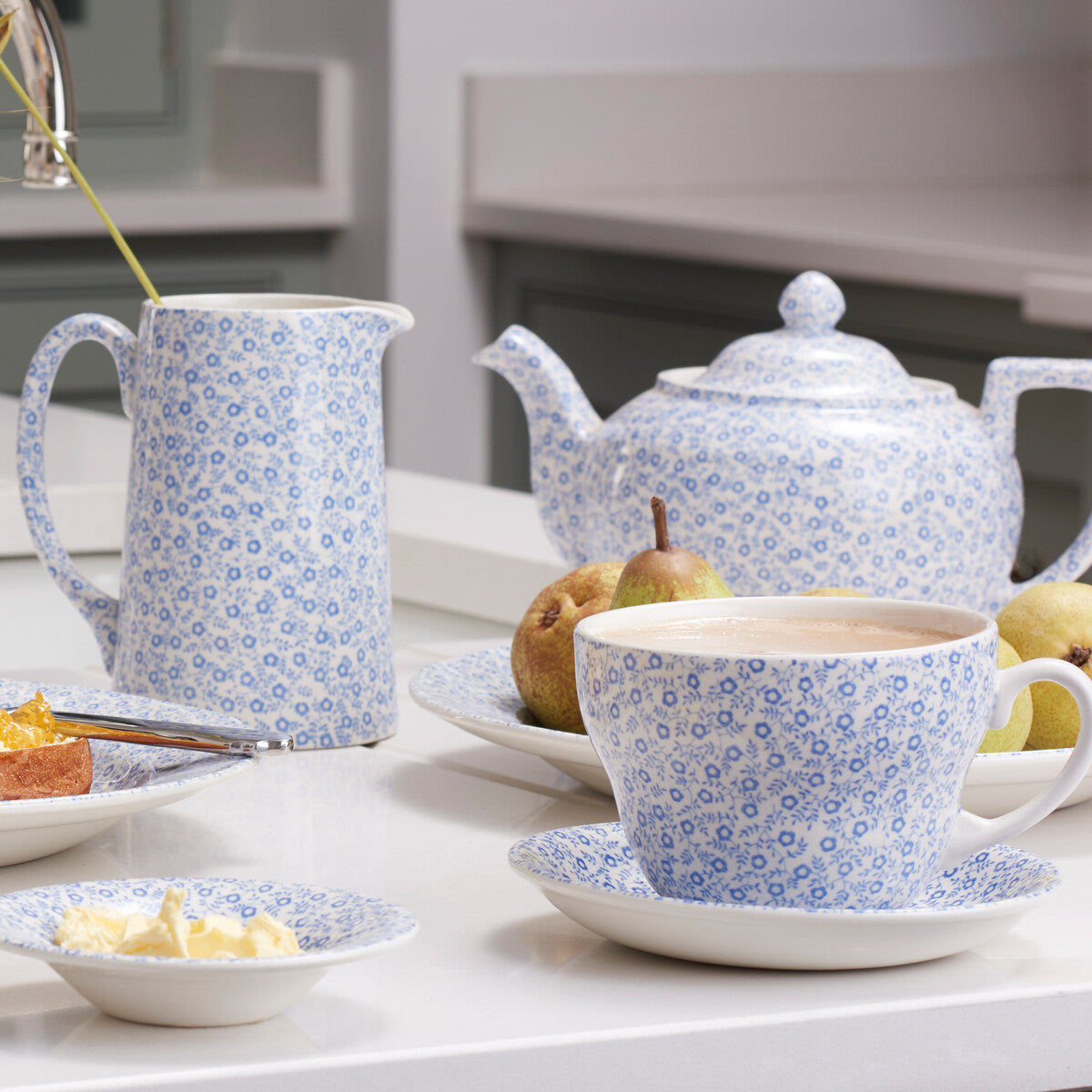 Breakfast Cup & Saucer, Burleighware Blue Felicity