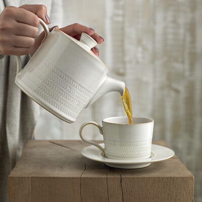 Tea Cup & Saucer, Natural Canvas