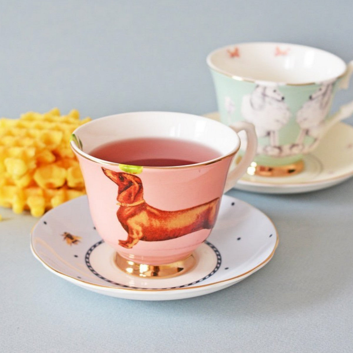 Tea Cup & Saucer Set 2, Poodle & Sausage Dog